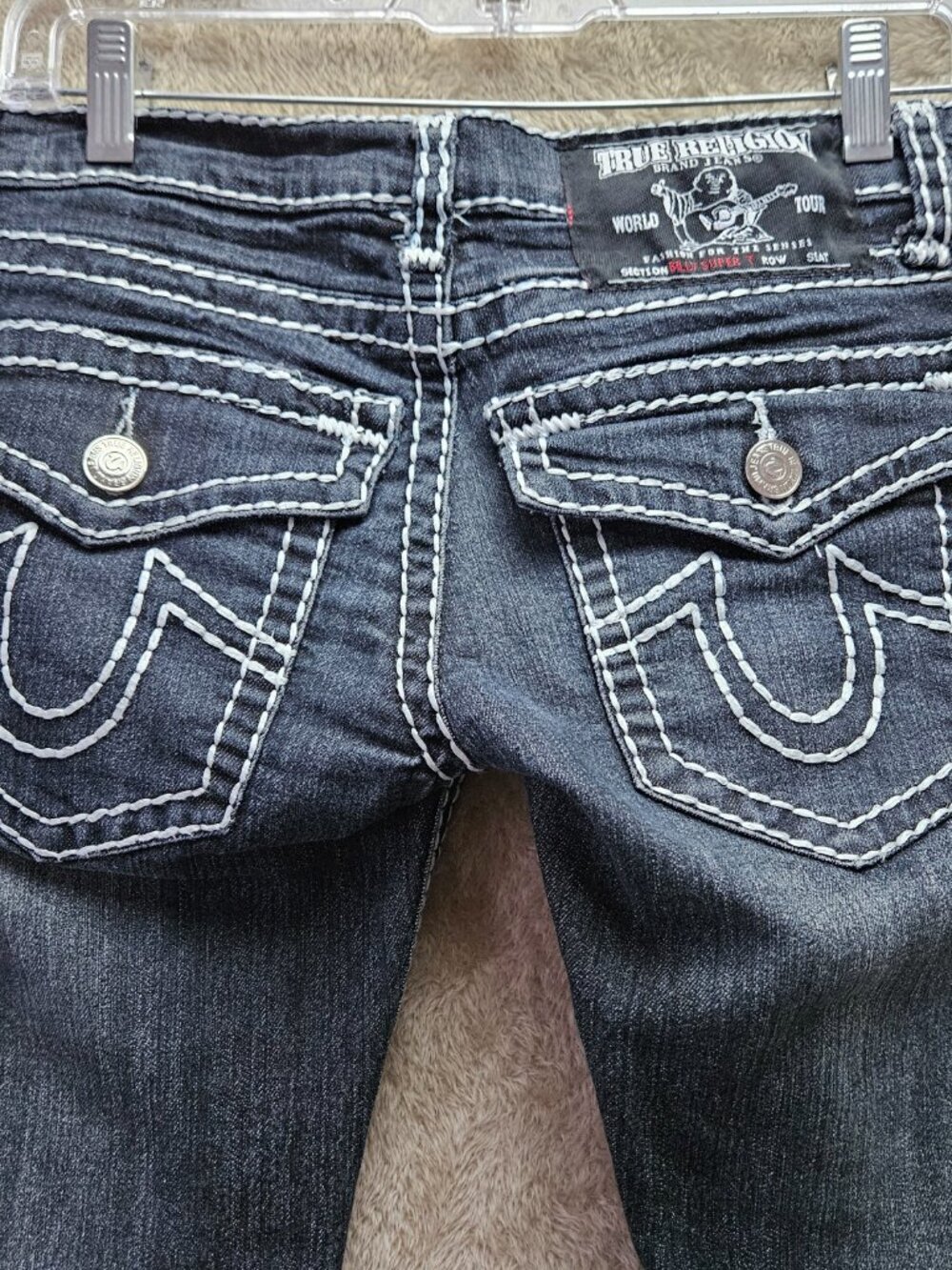 True Religion Billy Super T Jeans Made in USA Denim Signature Contrast Stitching - Picture 1 of 15